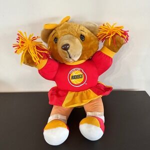 Vintage Houston Rockets Cheerleader Teddy Bear Plush Play-By-Play NBA Red Yellow